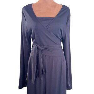 CIDER Wrap Top Jumpsuit Women's 1X Black Ribbed Long Sleeve Wide Leg NWT